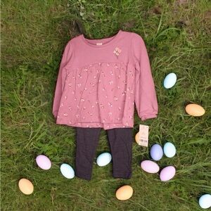 Carter’s girls 24m set pink flower top and pants​​ NWT​